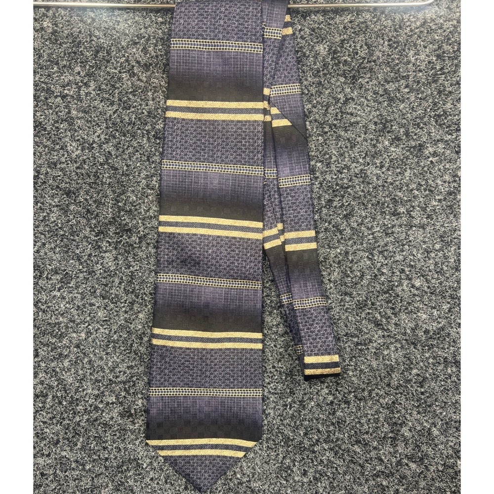Haggar Tie OS Navy Gold Striped Silk Collections Necktie Formal Business SEO